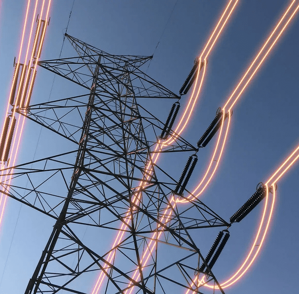 Illuminated power tower with electrical cables