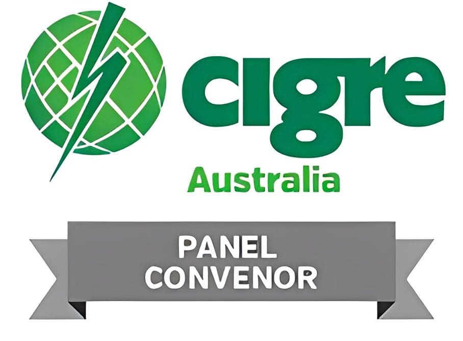 Green CIGRE Australia emblem, gray banner.