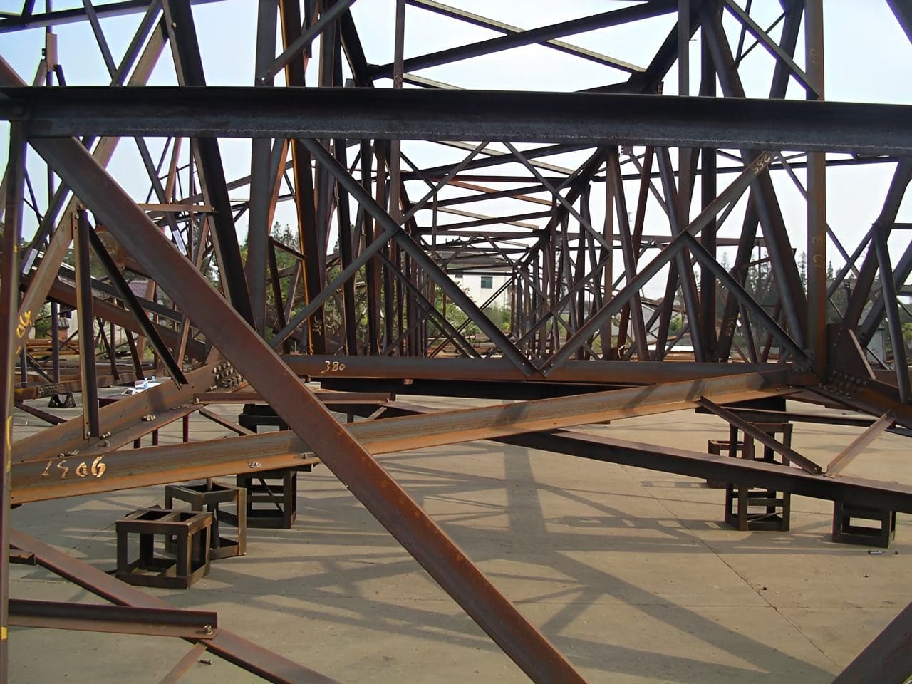 Steel framework structure under construction