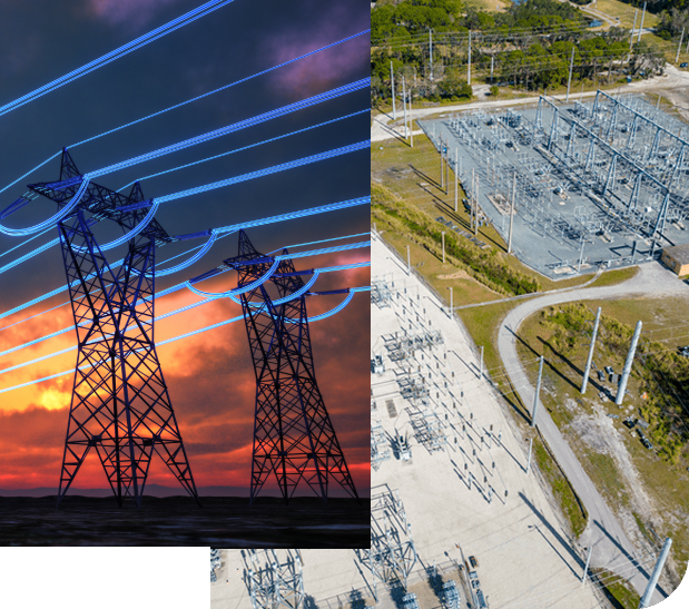 Transmission towers and electrical substation